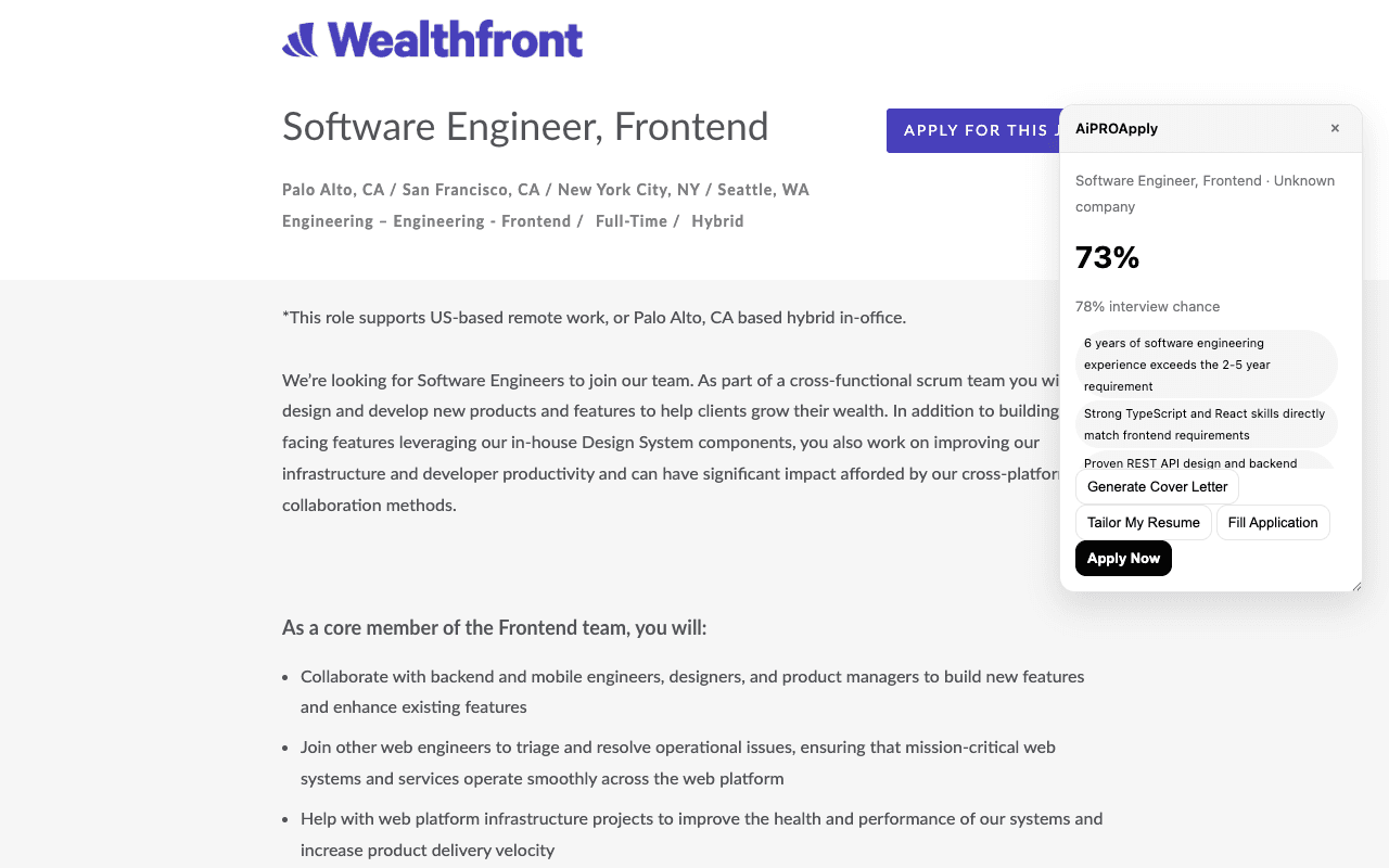 The panel that lives right on the job posting